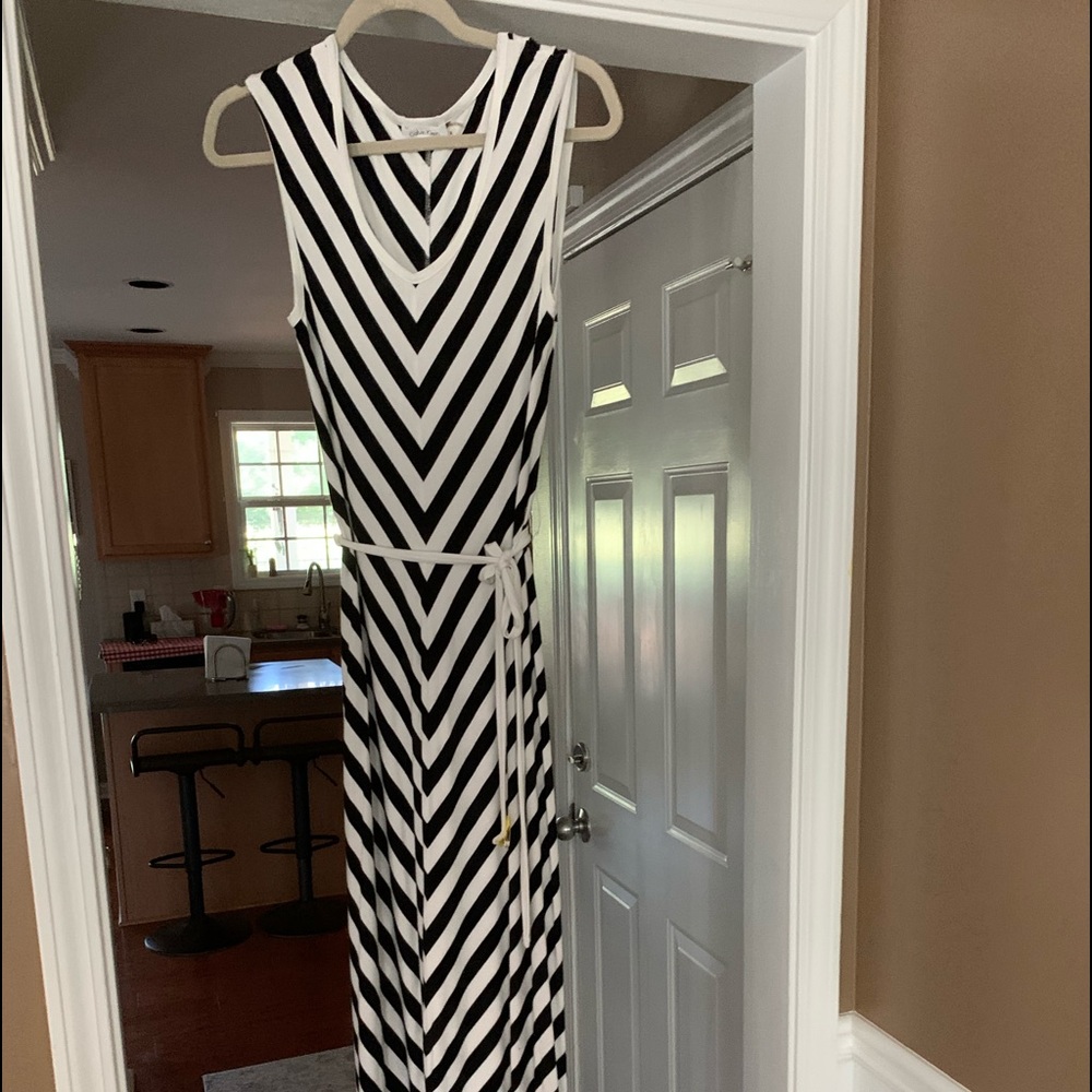 Black and white striped dress